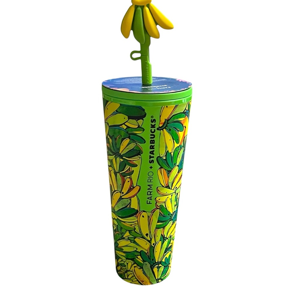 Starbucks x Farm Rio Tropical Banana Leaf 24oz Cold Cup with Banana Straw Topper